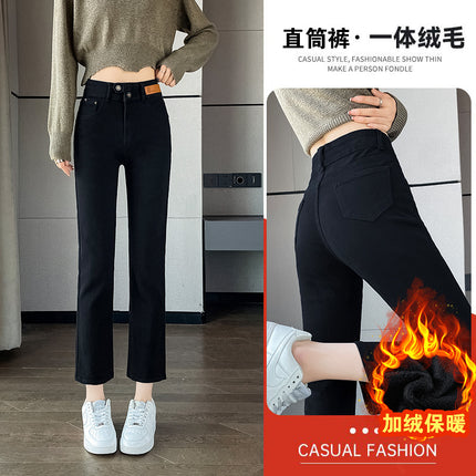 High-Waisted Straight-Leg Cropped Jeans for Women, Spring and Autumn 2025 New Popular Style, Petite Cigarette Pants