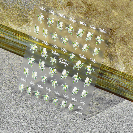 Fresh Bow Lily of the Valley Small Lily Nail Art Stickers Adhesive 3D Relief Trendy Japanese Flower Nail Decals