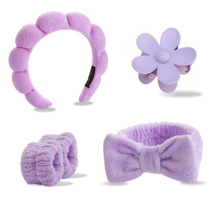 Cross-border Amazon Face Wash Hair Band Five suit Sponge Twist High Cranial Top Head Band Wrist Band Hair Band