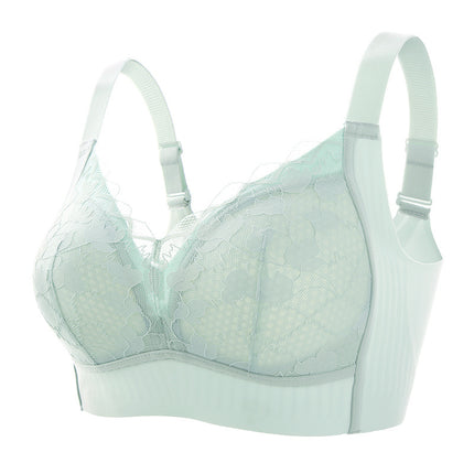 Breathable Hole Cup Large Size Full Cup Sexy Lace Intimates for Women with Big Breasts Showing Small Soft Support Anti-Sagging Thin Bra