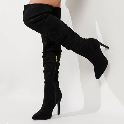 Cross-border Foreign Trade Autumn and Winter New Slim Pointed Over-the-knee Boots Heap Boots Thin Heel Women's Shoes Fashion Women's Boots