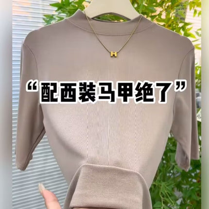 Half-high Collar T-shirt Women's Spring and Summer All-match Half-sleeve Top High-grade Sense Slim-fit Inner Sleeve Short-sleeve T-shirt plus size