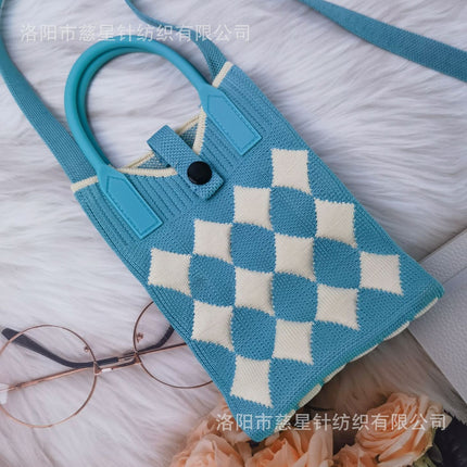 Girl's Heart-Shaped Knitted Crossbody Bag