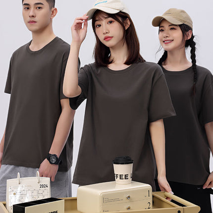 Cotton Catering Overalls Summer Waiter Round Neck T-Shirt Barbecue Hotel Milk Tea Hot Pot Shop Short Sleeve Printed logo