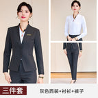 Gray suit + black shirt + women's pants / S