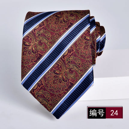 Tie men's formal wear business wine red bridegroom wedding jacquard hand fight 8cm administrative professional New in stock