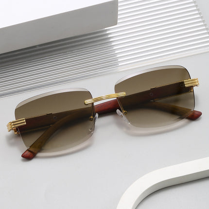 New Retro Cut-edge Rimless Men's Glasses Square Cross-border Women's Fashion Wear Street Photoshoot Sunglasses 8038