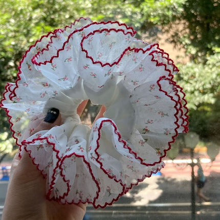 Contrast Color Lace Hair Accessories Fresh Small Floral Hair Band Sweet and Cute Ins Hair Rope Red Edge White Headdress