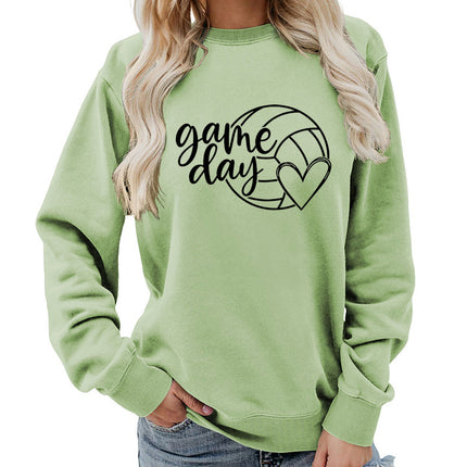 Cross-border supply of foreign trade in Europe and the United States game day printed round neck women's jacket sweater coat European size plus size