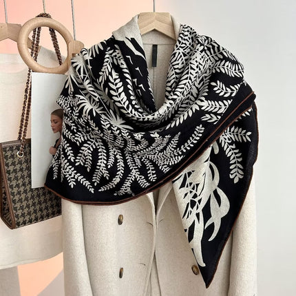 Spring and autumn texture silk wool scarf women's autumn and winter silk wool large square scarf warm shawl dual-purpose women's all-match temperament