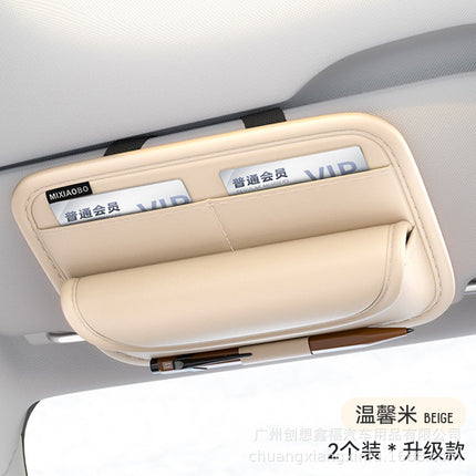 Car Sun Visor Glasses Holder Storage Artifact Multifunctional Card Bag Bill Storage Bag Car Glasses Frame Storage Bag