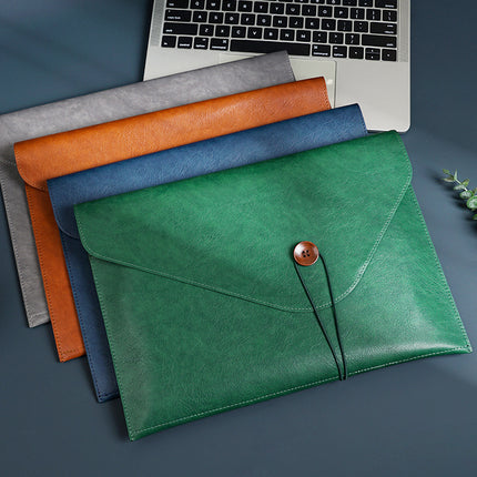 Leather File Bag A4 File Bag Briefcase Button Business Office Storage Portable Large Capacity Custom Folder