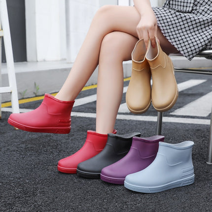 Cross-Border Hot-Selling Low-Cut Rain Boots for Women, Fashionable Water Shoes, New Non-Slip Rain Boots, Adult Warm Water Boots, Rubber Shoes Wholesale