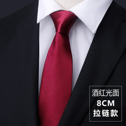 Dress Business Tie Men's and Women's Groom Wedding Black Zipper Korean Narrow No Lazy Striped Bow Tie Plaid