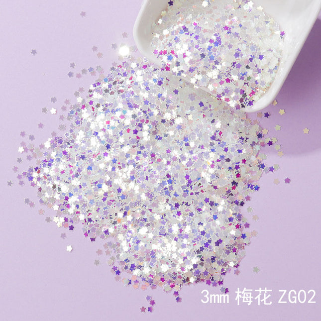 Flash purple nail art sequins stage makeup material diy slime filling glue UV glue mobile phone case small accessories