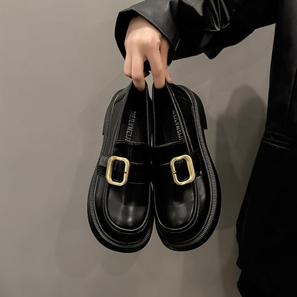 Loafers Thick-soled 2023 Autumn New Style Slip-on Explosions Spring and Summer High-end British-style Soft-soled Leather Shoes