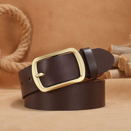 Cross-border men's leather pin buckle belt retro belt fashion casual real cowhide jeans belt manufacturers wholesale