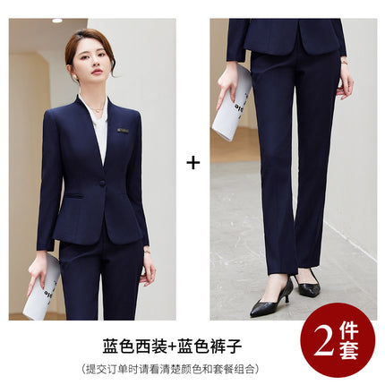 Grey Professional Suit suit Women's Autumn Hotel Front Desk Reception Tooling Beauty Salon Sales Department Overalls Dress