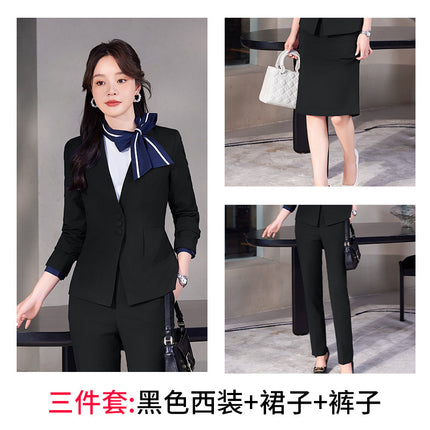 Stewardess Uniform Professional suit Female Spring and Autumn Fashion Front Desk Beautician Work Clothes Female Professional Temperament Suit Dress