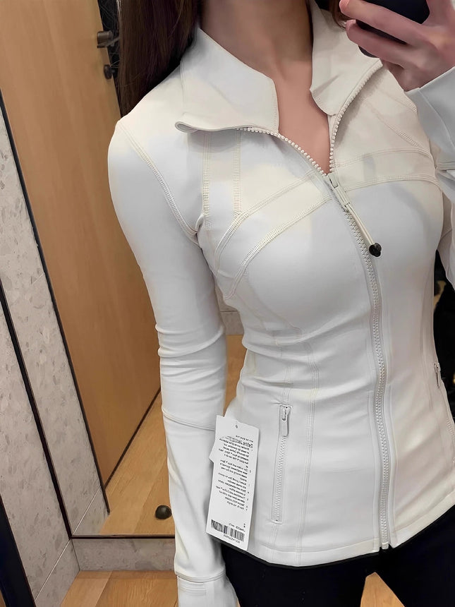 Lulu Same Style Spring and Autumn Women's Sports Jacket Yoga Clothes Top Casual Outdoor Collar Long Yoga Long Sleeve Jacket