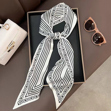 2025 New Long Scarf Korean Style Printed Temperament Scarf Summer Fashion Decorative Bangle Scarf Factory Wholesale