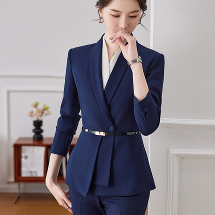 High-end professional suit suit women's long-sleeved jewelry gold shop elegant slim suit formal wear front desk manager work clothes