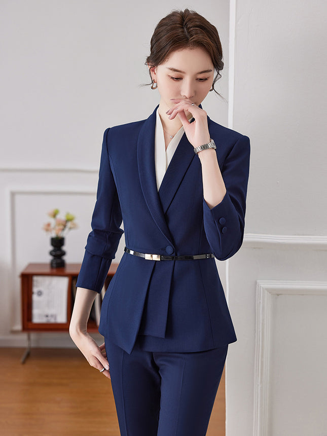 High-end professional suit suit women's long-sleeved jewelry gold shop elegant slim suit formal wear front desk manager work clothes