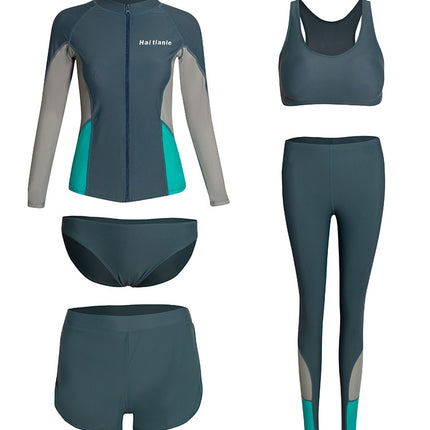 2024 New Swimsuit Split Long-Sleeved Trousers Suit Quick-Drying Wetsuit Surfing Sun Protection Clothing Conservative Jellyfish Suit