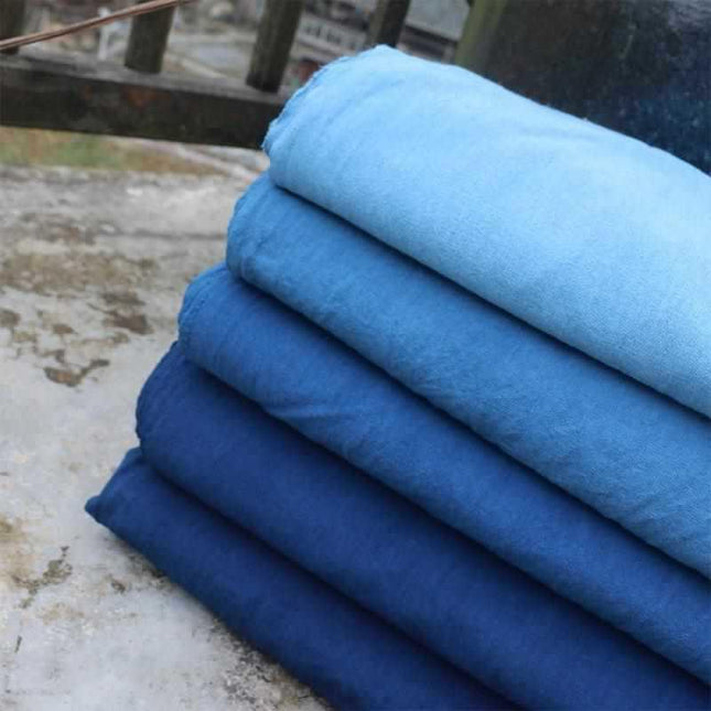 Indigo-Dyed Fabric Handmade Indigo Dyeing Plant Dyeing Wood Dyeing Sashiko Embroidery Fabric Clothing Fabric Handmade Cloth Printing and Dyeing Cotton Summer