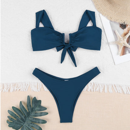 2025 Swimwear Women's Sexy Two-Piece Bikini Multi-Color U-Cut Backless Swimsuit Beach Bikini Hollow-Out Two-Piece Style