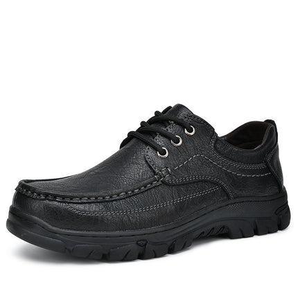 Leather Shoes Men's 2025 New Men's Casual Leather Shoes Genuine Leather Slip-on Outdoor Non-slip Thick Sole Middle-aged and Elderly Dad's Shoes