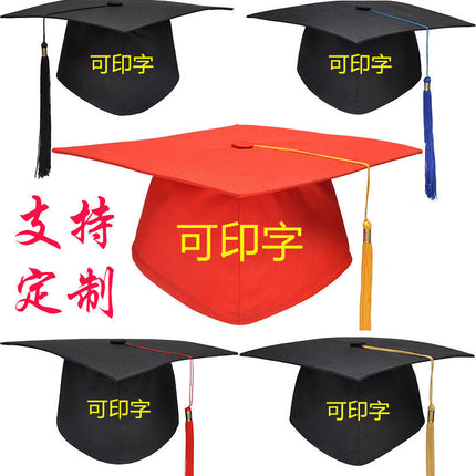 Factory in stock Senior high school graduation cap 18-year-old graduation ceremony bachelor cap wholesale adult hat printing embroidery