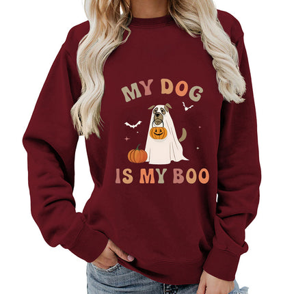 Amazon Cross-border Foreign Trade Source my dog Printed Round Neck Women's Jacket Sweatshirt Jacket Casual Loose European Size