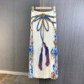 Pleated Suit with Palace-Style Print, Long Skirt Set, Flared Design, Slimming and Elegant Vintage Fashion Base Shirt Set