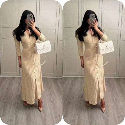 2024 Autumn and Winter New Style Accessible Luxury Elegant Fashionable High-End Long Skirt Hip-Covering Knitted Large Hem Dress