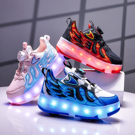 Four-wheel heyday shoes girls' roller shoes bright flashing light shoes autumn and winter style children's wheel skates children's roller skates