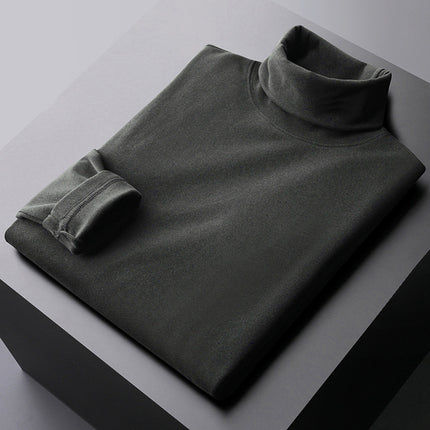 Rongde Turtleneck Bottoming Shirt Double-Sided Inner Spring Long-Sleeved Men's T-Shirt Brushed Heating Warm Top Thick 1688