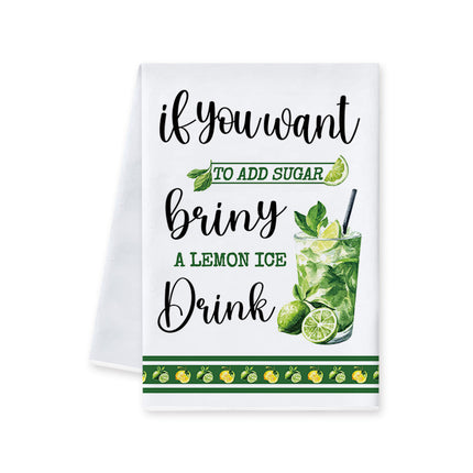 Cross-Border New Fruit Lemon Drink Printed Kitchen Dish Towel Table Decoration Holiday Towel Drop Shipping Can Be Labeled