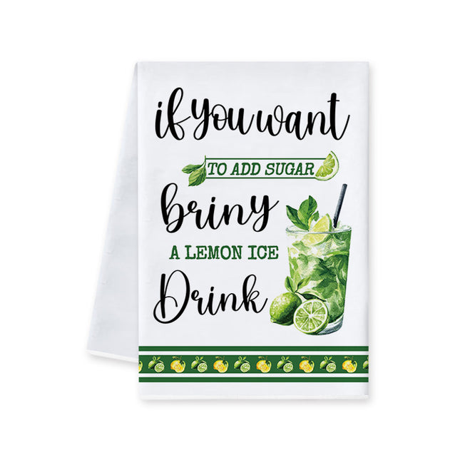 Cross-Border New Fruit Lemon Drink Printed Kitchen Dish Towel Table Decoration Holiday Towel Drop Shipping Can Be Labeled