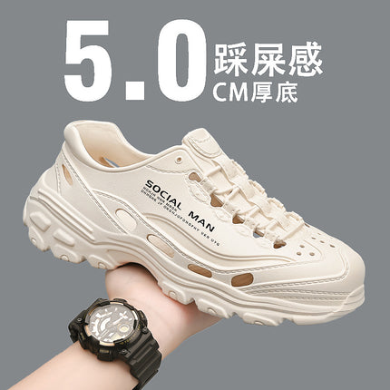 Croc Shoes Men's Summer Outer Wear Sports All-Inclusive Driving Thick-Soled Wear-Resistant Large Size 45 Beach Sandals