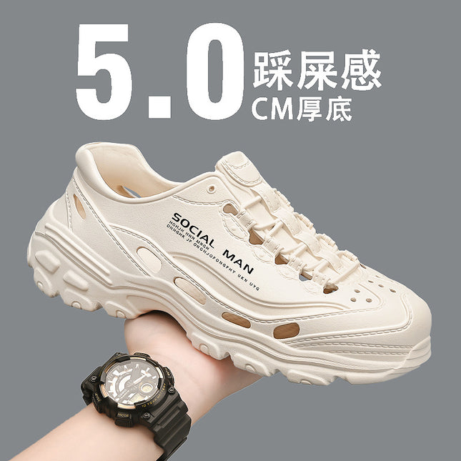 Croc Shoes Men's Summer Outer Wear Sports All-Inclusive Driving Thick-Soled Wear-Resistant Large Size 45 Beach Sandals