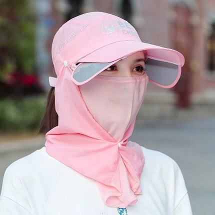 Summer Sun Protection Hat for Women, Face-Covering Veil Mask, Three-In-One Hat for Cycling, Uv Protection, Outdoor Tea-Picking Hat, Sunshade