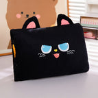 Black cat [medium crystal velvet 30*20cm] / Warm insert pillow