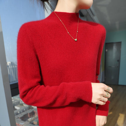 First-Line Garment Western Style Flower Pullover Soft Waxy Sweater Women's Autumn and Winter New Inner Knitted Base Shirt Slimming Age-Reducing