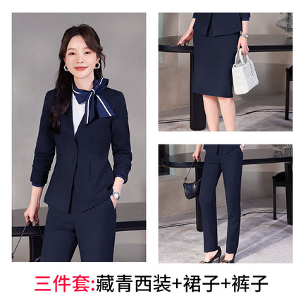 Stewardess Uniform Professional suit Female Spring and Autumn Fashion Front Desk Beautician Work Clothes Female Professional Temperament Suit Dress