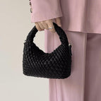 Woven black with long shoulder strap