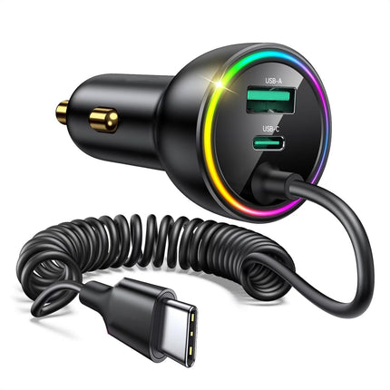 New car charger super fast charging with line car charger three-in-one high-power mobile phone charger car charger wholesale