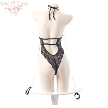 Spice Girl Lace Bundle Mesh Patent Leather Stitching Sexy Royal Sister Elegant One-Piece Dress Sexy Underwear Sexy Uniform