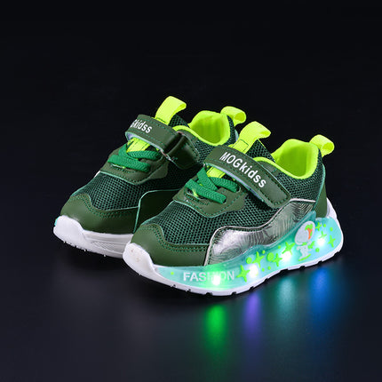 Wholesale Light-Up 2025 Spring & Fall Mesh Comfortable and Lightweight Casual Light-Up Led Light-Up Men's Sports Shoes for Small and Medium-Sized Children