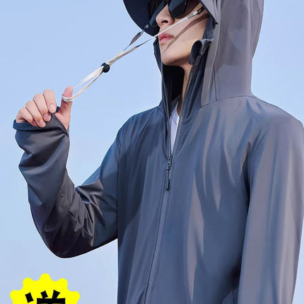 Ice Silk Breathable Thin Men's Sunscreen Clothing Fishing Sunscreen Clothing Hooded Men's Anti-UV Skin Clothing Sunshade Outdoor Men